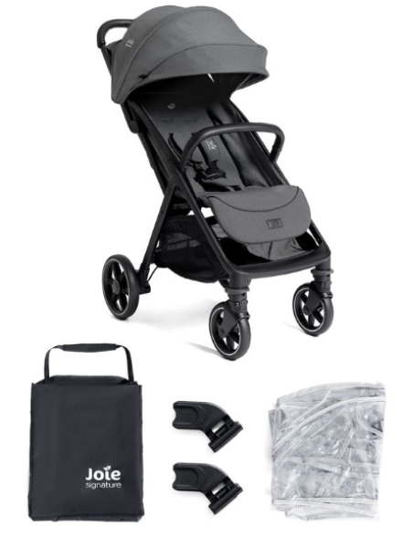 Joie Parcel LX Ebony mit Verdeck UPF 50+ und 4-Rad-Federung